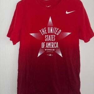 Nike USA Olympics Graphic T-Shirt Patriotic Red Faded Look